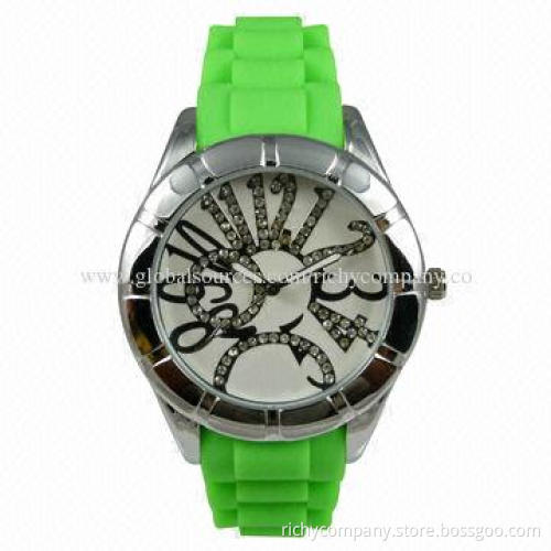 Silicone watch with diamonds